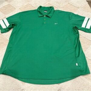 2006 Nike Polo Shirt Mens XXL Green Sphere Dry Golf Performance Swoosh Stripe